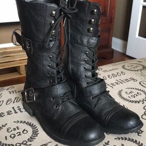 CA Collection by Carrini- Black Combat Boots